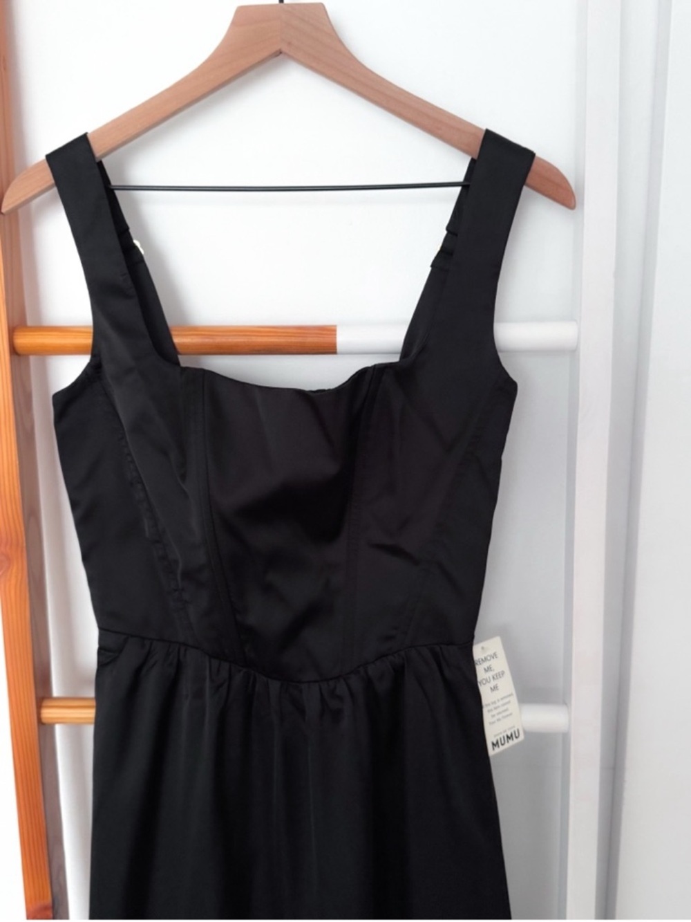 Show Me Your MuMu Black Satin Square-Neck Maxi Dress - Picture 5 of 8
